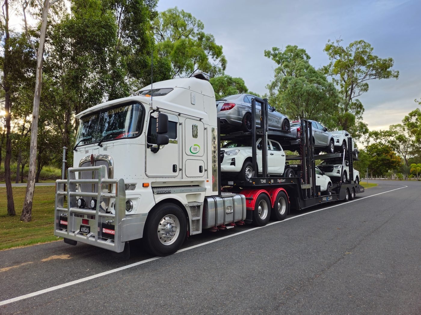 Car carrier truck loaded with vehicles on the highway